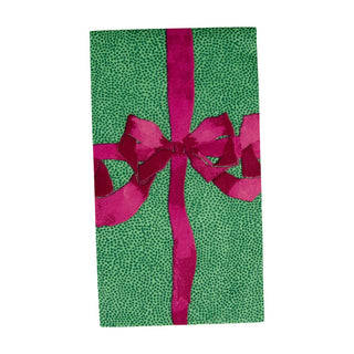 Caspari Tied With A Bow Green & Plum Guest Towel Napkins - 15 Per Package 18111G