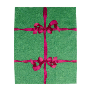 Caspari Tied With A Bow Green & Plum Guest Towel Napkins - 15 Per Package 18111G