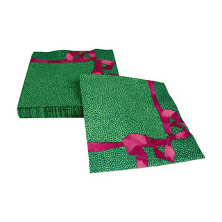 Caspari Tied With A Bow Green & Plum Luncheon Napkins - 20 Per Package 18111L