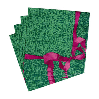 Caspari Tied With A Bow Green & Plum Luncheon Napkins - 20 Per Package 18111L