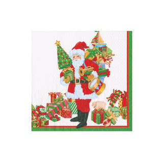 Caspari Mr. Claus Boxed Cocktail Napkins - 40 Per Box 18130B