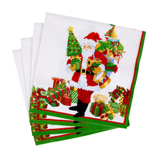 Caspari Mr. Claus Cocktail Napkins - 20 Per Package 18130C