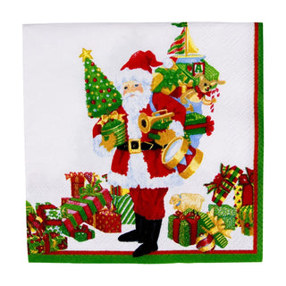 Caspari Mr. Claus Cocktail Napkins - 20 Per Package 18130C