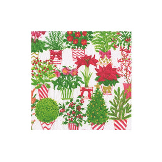 Caspari Christmas Flower Market Boxed Cocktail Napkins - 40 Per Box 18140B