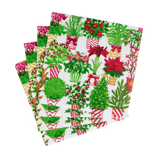 Caspari Christmas Flower Market Cocktail Napkins - 20 Per Package 18140C