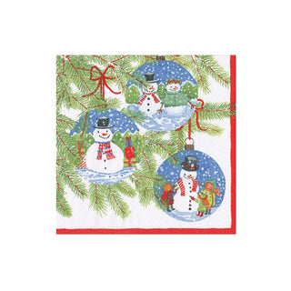 Caspari Snowman Ornaments Boxed Cocktail Napkins - 40 Per Box 18160B