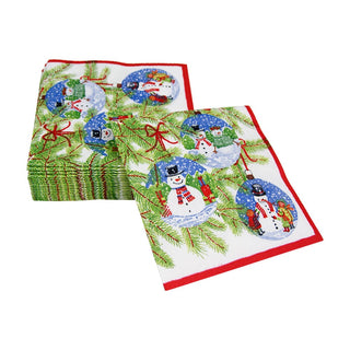 Caspari Snowman Ornaments Cocktail Napkins - 20 Per Package 18160C