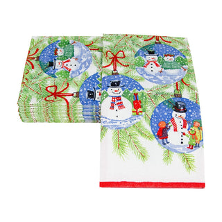 Caspari Snowman Ornaments Guest Towel Napkins - 15 Per Package 18160G