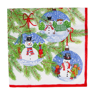 Caspari Snowman Ornaments Luncheon Napkins - 20 Per Package 18160L