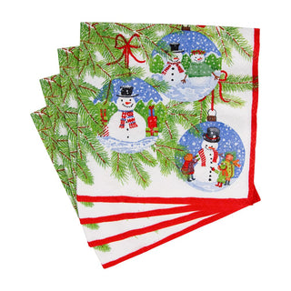 Caspari Snowman Ornaments Luncheon Napkins - 20 Per Package 18160L