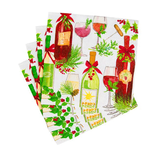 Caspari A Christmas Toast Boxed Cocktail Napkins - 40 Per Box 18180B