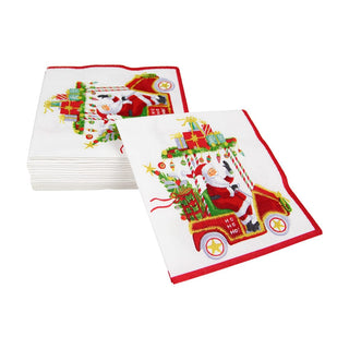 Caspari Santa's Golf Cart Cocktail Napkins - 20 Per Package 18190C