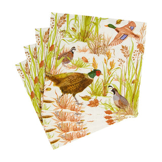 Caspari Birds Of A Feather Cocktail Napkins - 20 Per Package 18230C