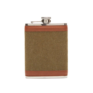 Brouk The Classic 8 oz Flask in Olive Green Canvas 18231