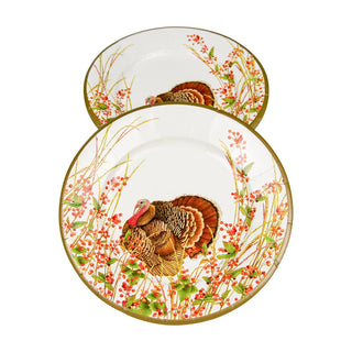 Caspari Turkey And Berries Salad & Dessert Plates - 8 Per Package 18240SP