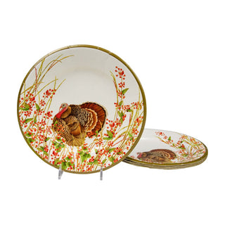 Caspari Turkey And Berries Salad & Dessert Plates - 8 Per Package 18240SP