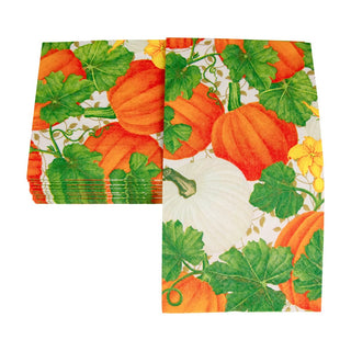 Caspari Pumpkin Chintz White Guest Towel Napkins - 15 Per Package 18260G