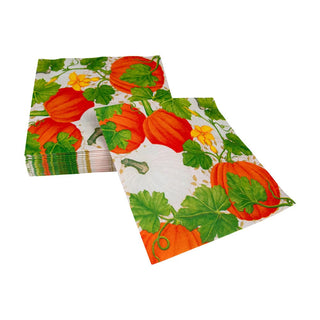 Caspari Pumpkin Chintz White Luncheon Napkins - 20 Per Package 18260L