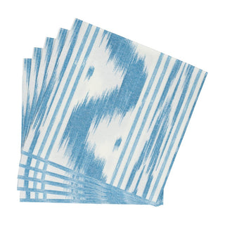 Caspari Toile De Nantes Blue Paper Linen Dinner Napkins - 12 Per Package 18350DG