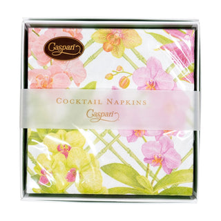 Caspari Orchid Conservatory Boxed Cocktail Napkins - 40 Per Box 18370B