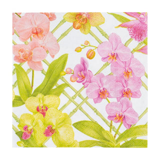 Caspari Orchid Conservatory Cocktail Napkins - 20 Per Package 18370C