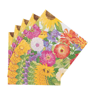 Caspari Midsummer Blooms Cocktail Napkins - 20 Per Package 18380C