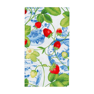 Caspari Strawberries And Cream Guest Towel Napkins - 15 Per Package 18400G