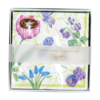 Caspari Floral Majolica Boxed Cocktail Napkins - 40 Per Box 18410B