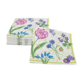 Caspari Floral Majolica Boxed Cocktail Napkins - 40 Per Box 18410B