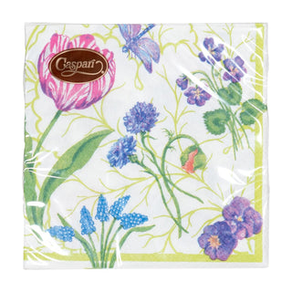 Caspari Floral Majolica Cocktail Napkins - 20 Per Package 18410C