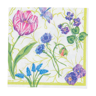 Caspari Floral Majolica Cocktail Napkins - 20 Per Package 18410C