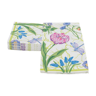 Caspari Floral Majolica Guest Towel Napkins - 15 Per Package 18410G