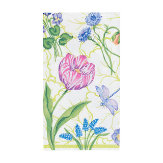 Caspari Floral Majolica Guest Towel Napkins - 15 Per Package 18410G