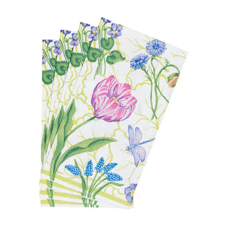 Caspari Floral Majolica Guest Towel Napkins - 15 Per Package 18410G