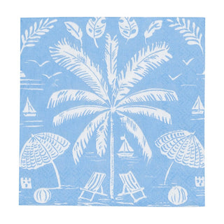 Caspari Palms And Parasols Ocean Cocktail Napkins - 20 Per Package 18420C