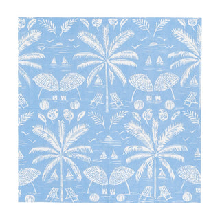 Caspari Palms And Parasols Ocean Cocktail Napkins - 20 Per Package 18420C