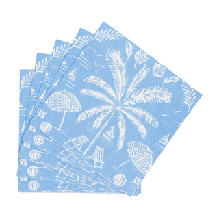 Caspari Palms And Parasols Ocean Cocktail Napkins - 20 Per Package 18420C