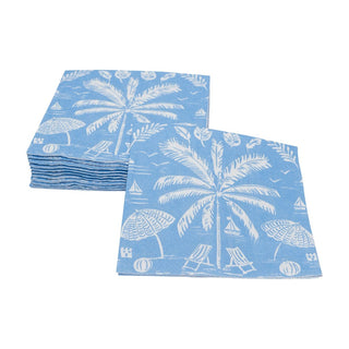 Caspari Palms And Parasols Ocean Cocktail Napkins - 20 Per Package 18420C