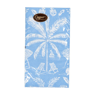 Caspari Palms And Parasols Ocean Guest Towel Napkins - 15 Per Package 18420G