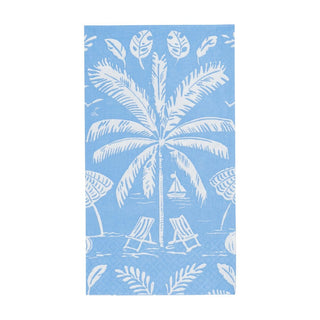 Caspari Palms And Parasols Ocean Guest Towel Napkins - 15 Per Package 18420G