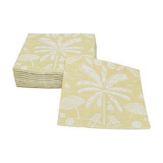 Caspari Palms And Parasols Key Lime Cocktail Napkins - 20 Per Package 18421C