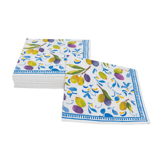 Caspari Mediterranean Blue Cocktail Napkins - 20 Per Package 18430C