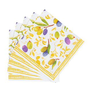 Caspari Mediterranean Dijon Cocktail Napkins - 20 Per Package 18431C