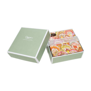 Caspari Marbled Ceramica Raspberry & Chartreuse Boxed Cocktail Napkins - 40 Per Box 18450B