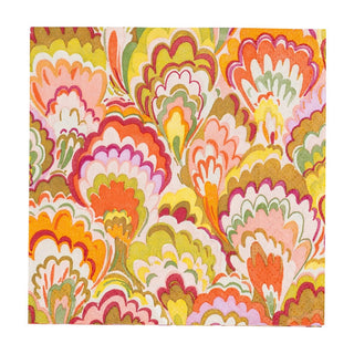 Caspari Marbled Ceramica Raspberry & Chartreuse Boxed Cocktail Napkins - 40 Per Box 18450B