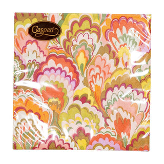 Caspari Marbled Ceramica Raspberry & Chartreuse Cocktail Napkins - 20 Per Package 18450C