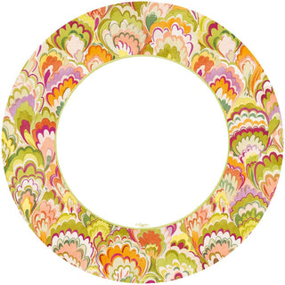 Caspari Marbled Ceramica Raspberry & Chartreuse Dinner Plates - 8 Per Package 18450DP