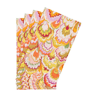 Caspari Marbled Ceramica Raspberry & Chartreuse Guest Towel Napkins - 15 Per Package 18450G