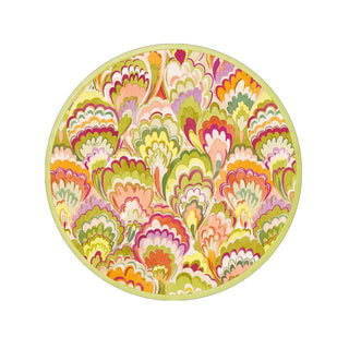 Caspari Marbled Ceramica Raspberry & Chartreuse Salad & Dessert Plates - 8 Per Package 18450SP