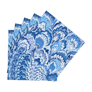 Caspari Marbled Ceramica Indigo Cocktail Napkins - 20 Per Package 18451C